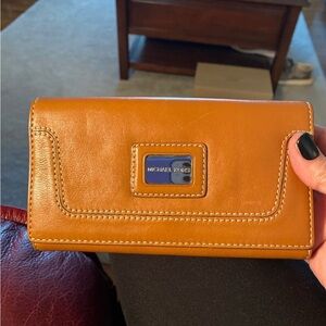 Michael Kors Cognac White stitched Wallet